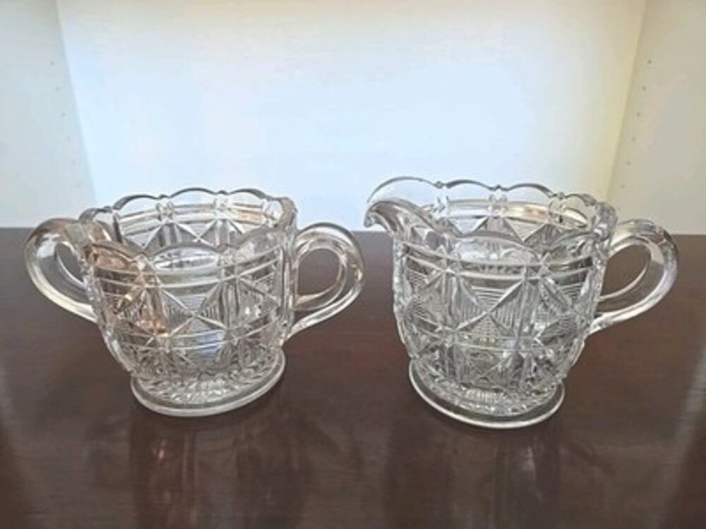 Creamer & Sugar 1920's Roman Cross Antique Rare